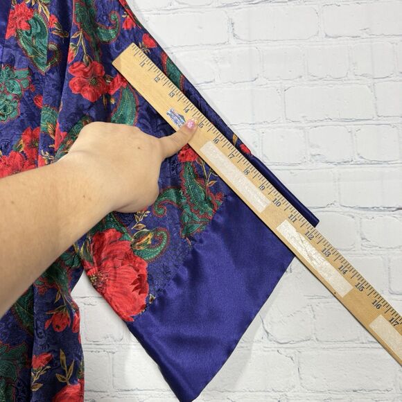 Vintage 90s Victoria's Secret Satin Sleep Dress Womens Small Purple Blue Floral - Picture 14 of 14